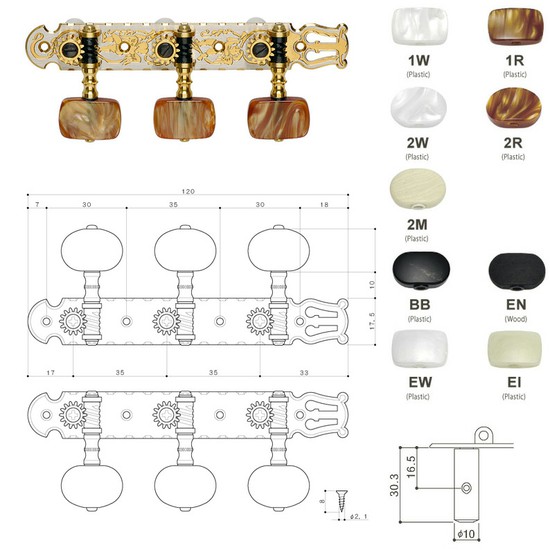 Gotoh35G3600T-GG クラシックギターペグ ゴールド仕上げの画像