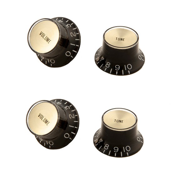 GibsonPRMK-020 Top Hat Knobs with Gold Metal Inserts, Black (4 pcs.)の画像