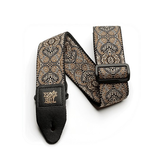 ErnieBallGOLD & BLACK PAISLEY JACQUARD GUITAR STRAP 4163の画像