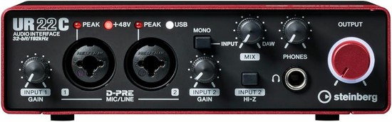 steinbergUSB3.0 オーディオインターフェイス 32bit/192kHz レッド UR22C RDの画像