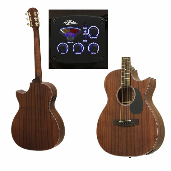 AriaAF-101MHCE N Mahogany Electric Cutawayの画像
